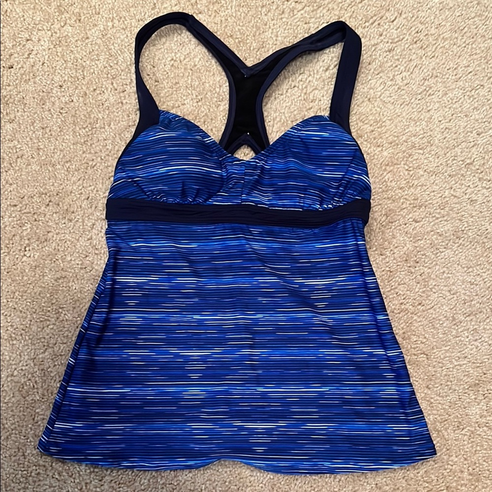 TYR Tankini Top Women’s Blue Stripes Like New